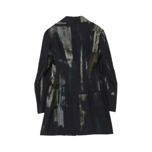 L/C Denim Cubism Print Open Collar Tailored Jacket