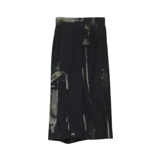 L/C Denim Cubism Print Left Side Cloth Skirt