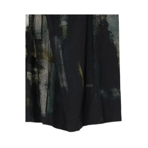 L/C Denim Cubism Print Left Side Cloth Skirt