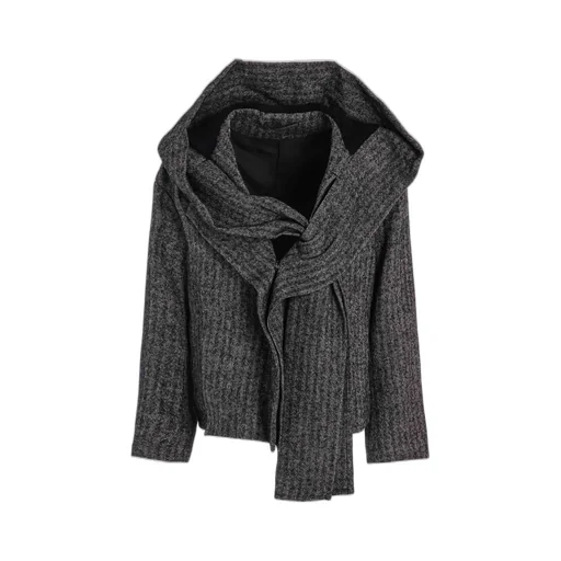 Linen/Wool Raised Herringbone Hoodie Jacket