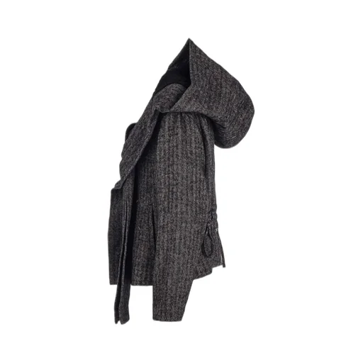 Linen/Wool Raised Herringbone Hoodie Jacket