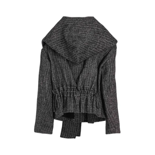 Linen/Wool Raised Herringbone Hoodie Jacket