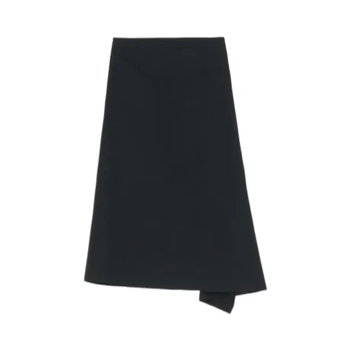 Wool Gabardine Right Side Flap Skirt