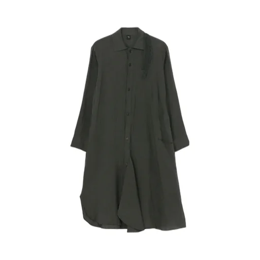 Linen Front Drape Shirts Dress