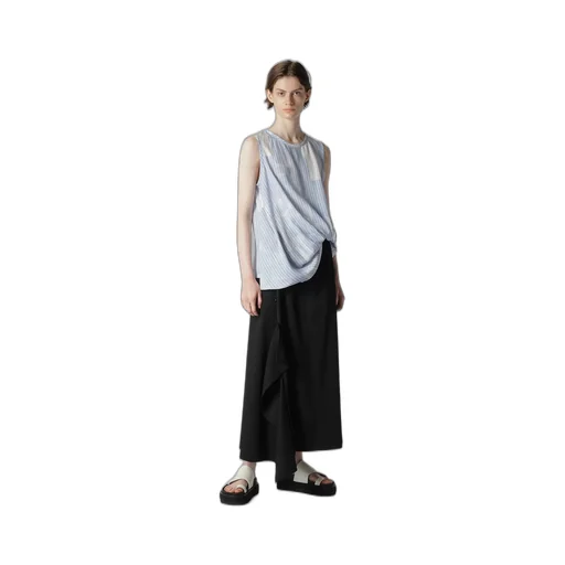 Wool Gabardine Right Side Flap Skirt