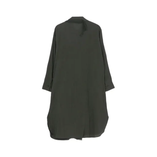 Linen Front Drape Shirts Dress
