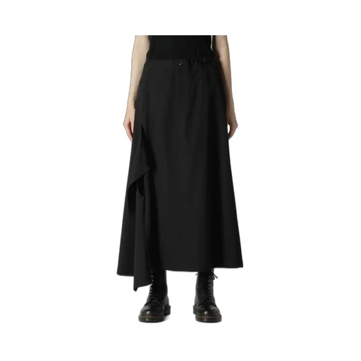 Wool Gabardine Right Side Flap Skirt