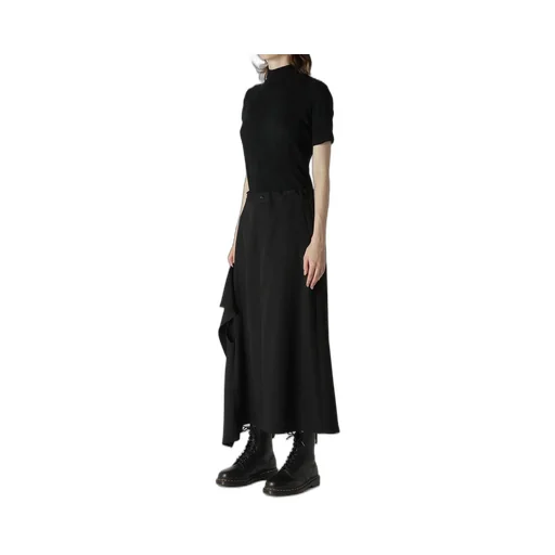 Wool Gabardine Right Side Flap Skirt