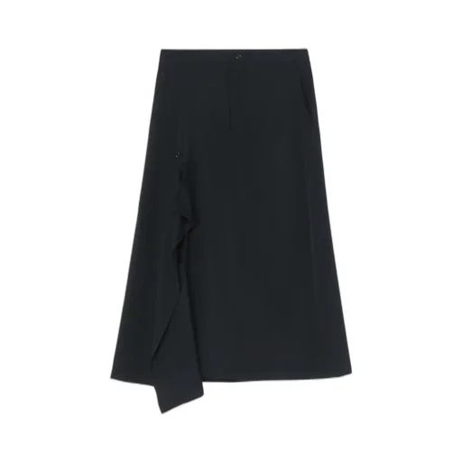 Wool Gabardine Right Side Flap Skirt