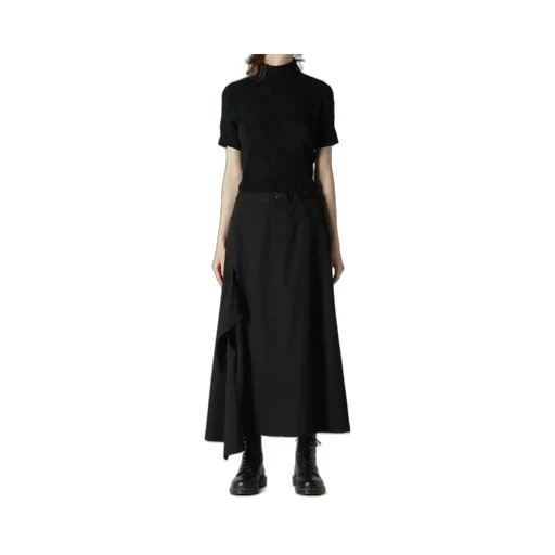 Wool Gabardine Right Side Flap Skirt