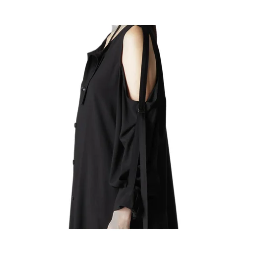 Rayon/Cambric Open Shoulder Blouse