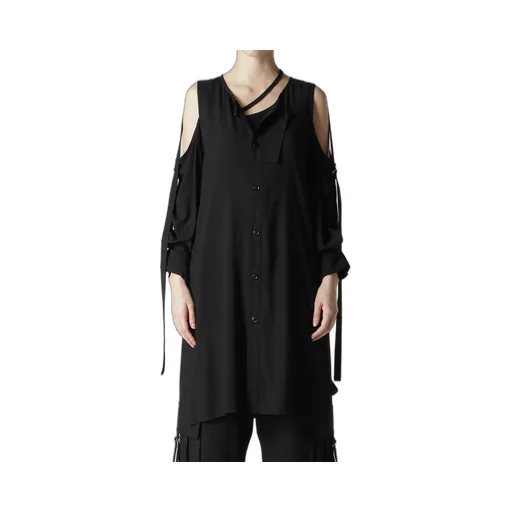 Rayon/Cambric Open Shoulder Blouse