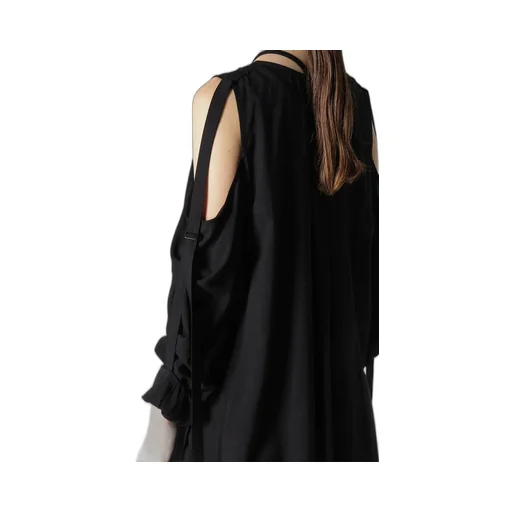 Rayon/Cambric Open Shoulder Blouse