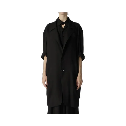 Rayon Linen Open Collar Tailored Jacket