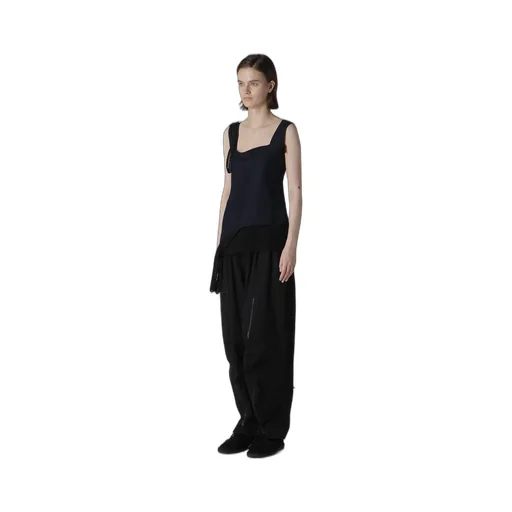Cupro Dungaree Twill Crochet Combination Blouse