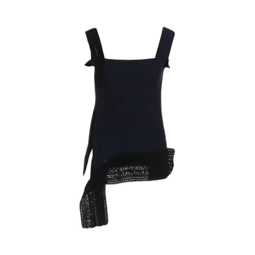 Cupro Dungaree Twill Crochet Combination Blouse