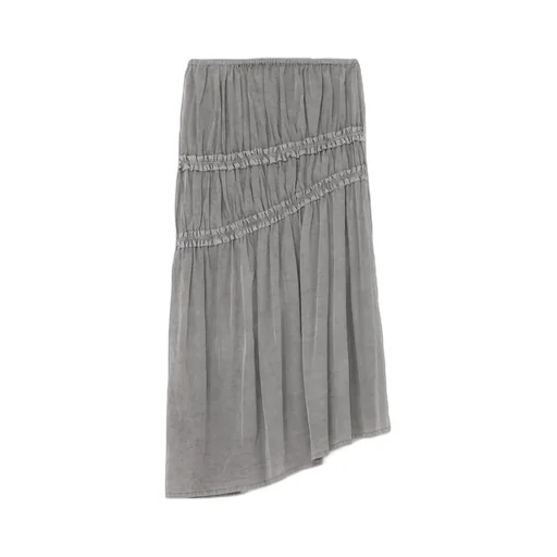Cupra Cotton Product Pigment Dyed Wrinkled Lawn Asymmetry Gather Skirt