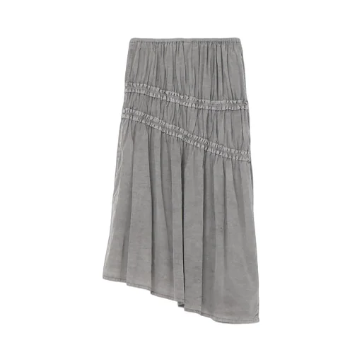 Cupra Cotton Product Pigment Dyed Wrinkled Lawn Asymmetry Gather Skirt