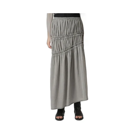 Cupra Cotton Product Pigment Dyed Wrinkled Lawn Asymmetry Gather Skirt
