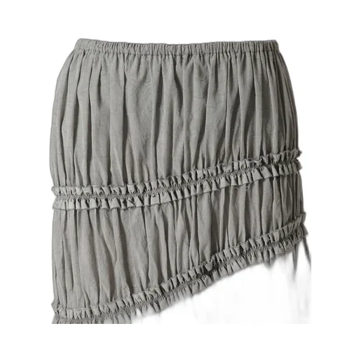 Cupra Cotton Product Pigment Dyed Wrinkled Lawn Asymmetry Gather Skirt