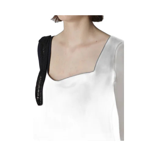 Cupro Dungaree Twill Crochet Combination Blouse