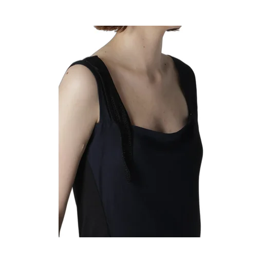 Cupro Dungaree Twill Crochet Combination Blouse