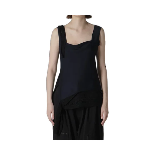 Cupro Dungaree Twill Crochet Combination Blouse