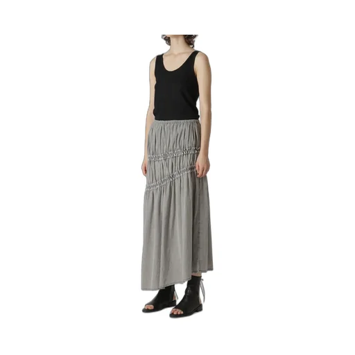 Cupra Cotton Product Pigment Dyed Wrinkled Lawn Asymmetry Gather Skirt