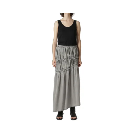 Cupra Cotton Product Pigment Dyed Wrinkled Lawn Asymmetry Gather Skirt