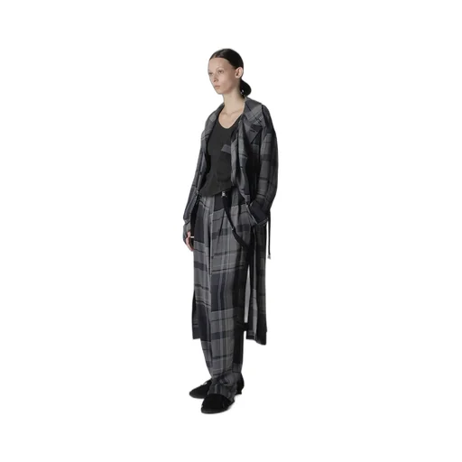 Gauze Plaid Suspender Pants