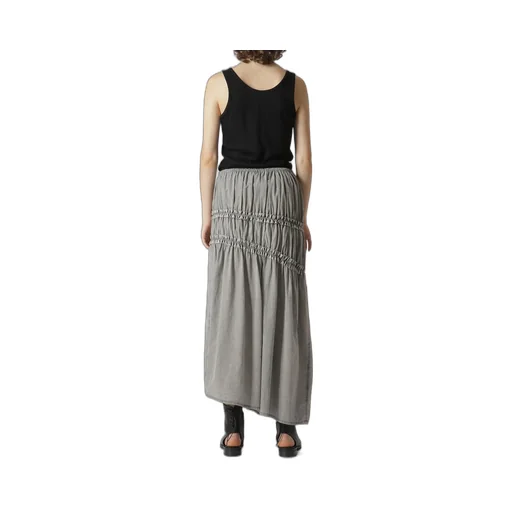Cupra Cotton Product Pigment Dyed Wrinkled Lawn Asymmetry Gather Skirt