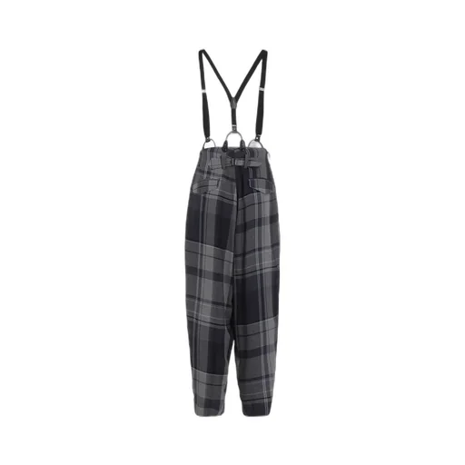 Gauze Plaid Suspender Pants