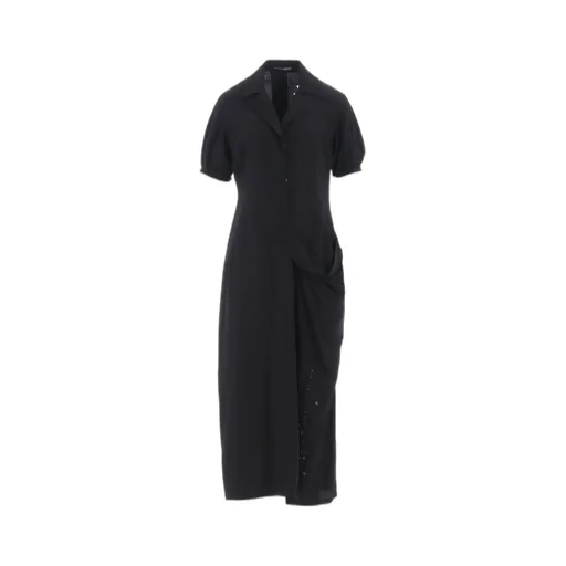 Cupro/Dungaree Baller Lace Left Side Gathered Dress