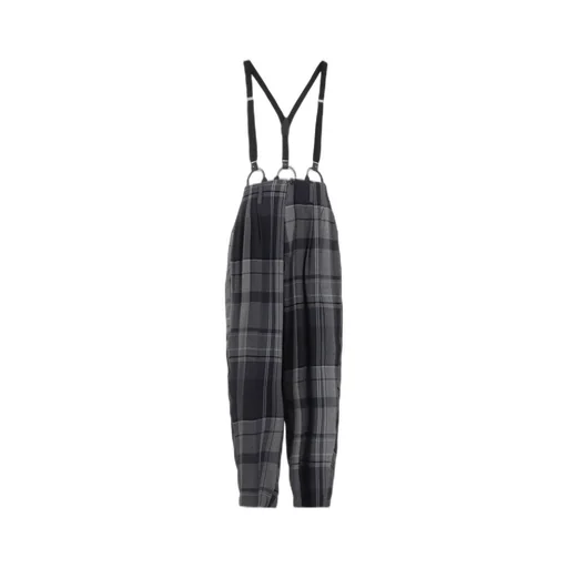 Gauze Plaid Suspender Pants