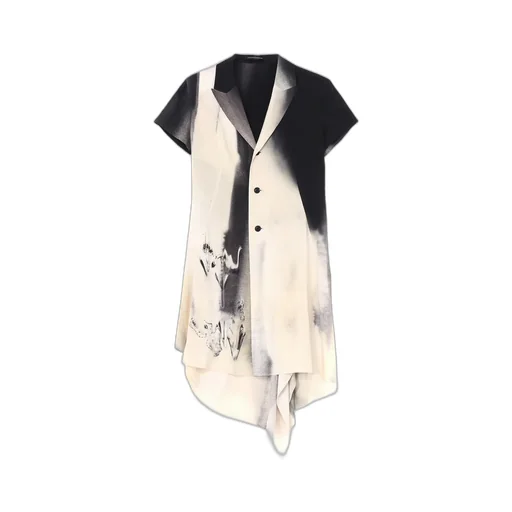 Swimming Butterfly Print Asymmetric Jacket