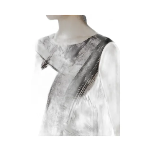 Cu/ Lawn Blurred Check Gathered Blouse