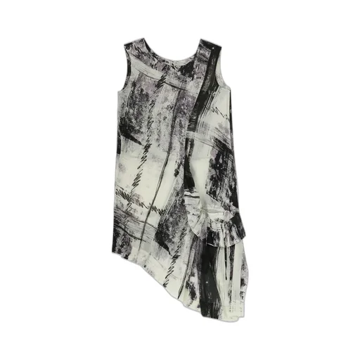 Cu/ Lawn Blurred Check Gathered Blouse
