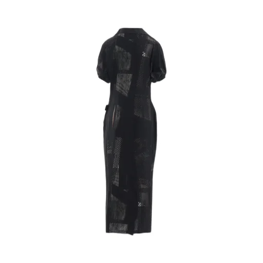 Cu/Dungaree Twill Dark Neon Print Left Side Gathered Dress