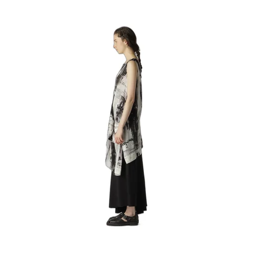 Cu/ Lawn Blurred Check Gathered Blouse