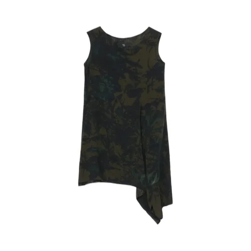 Withering Flower Front Slit Long Blouse