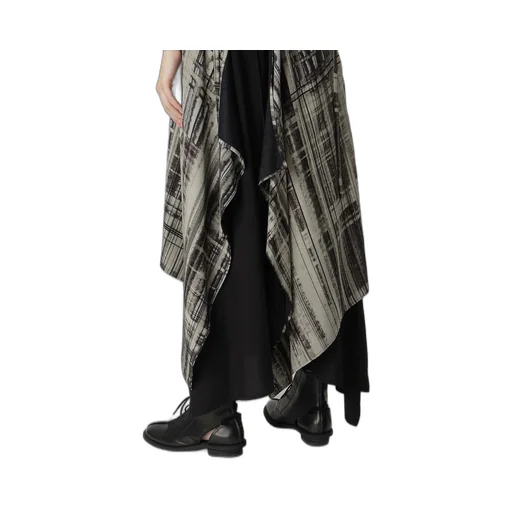 Hand Drawing Plaid Print Lace Up Dress