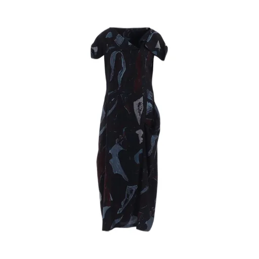 Cu/Dungaree Twill Painted City Print Square Neck Dress
