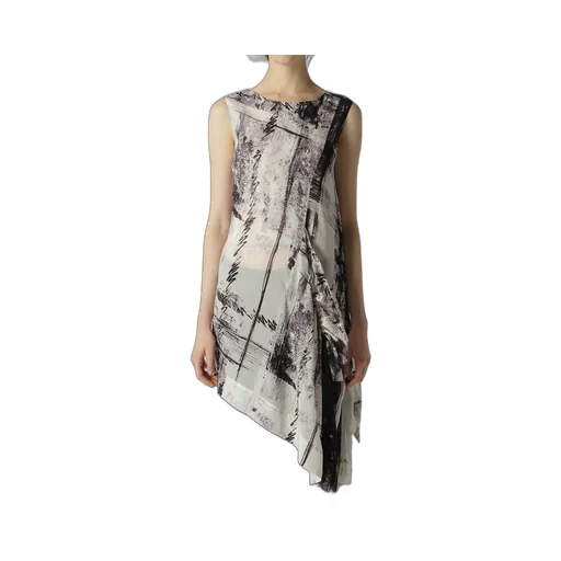 Cu/ Lawn Blurred Check Gathered Blouse