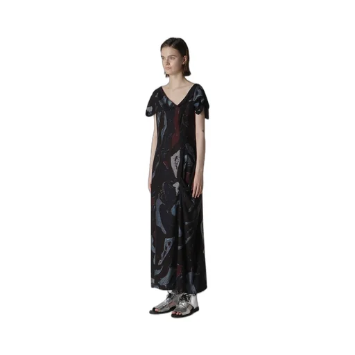 Cu/Dungaree Twill Painted City Print Square Neck Dress