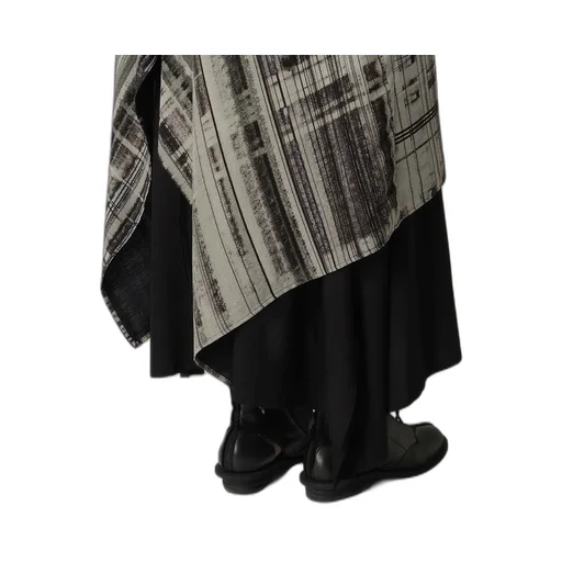 Hand Drawing Plaid Print Lace Up Dress