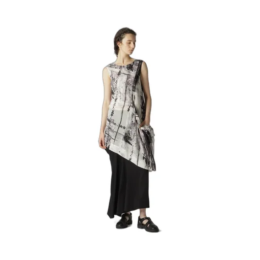 Cu/ Lawn Blurred Check Gathered Blouse