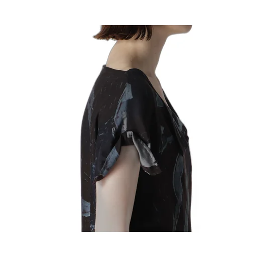 Cu/Dungaree Twill Painted City Print Square Neck Dress