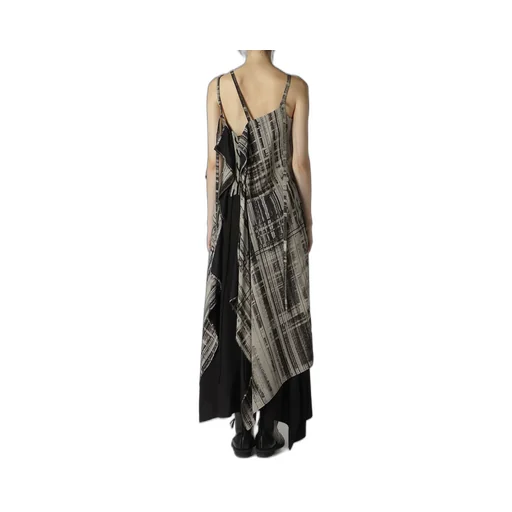 Hand Drawing Plaid Print Lace Up Dress
