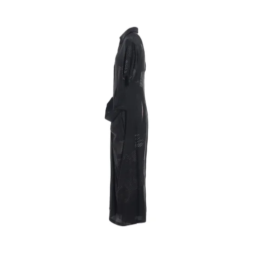 Cu/Dungaree Twill Dark Neon Print Left Side Gathered Dress