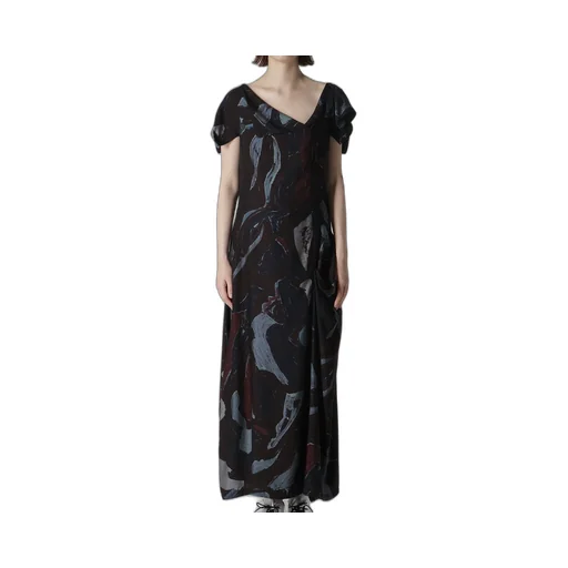 Cu/Dungaree Twill Painted City Print Square Neck Dress